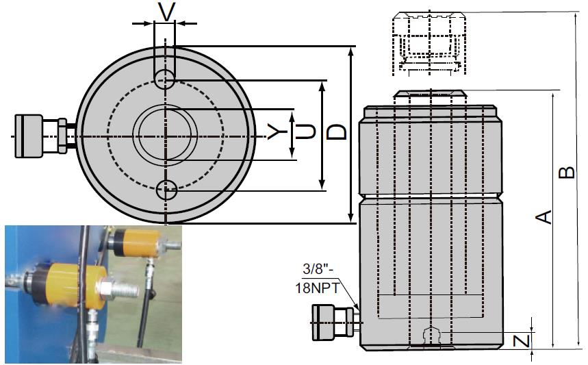 单作用中空柱塞液压千斤顶 UTICA/优迪佧 824102228