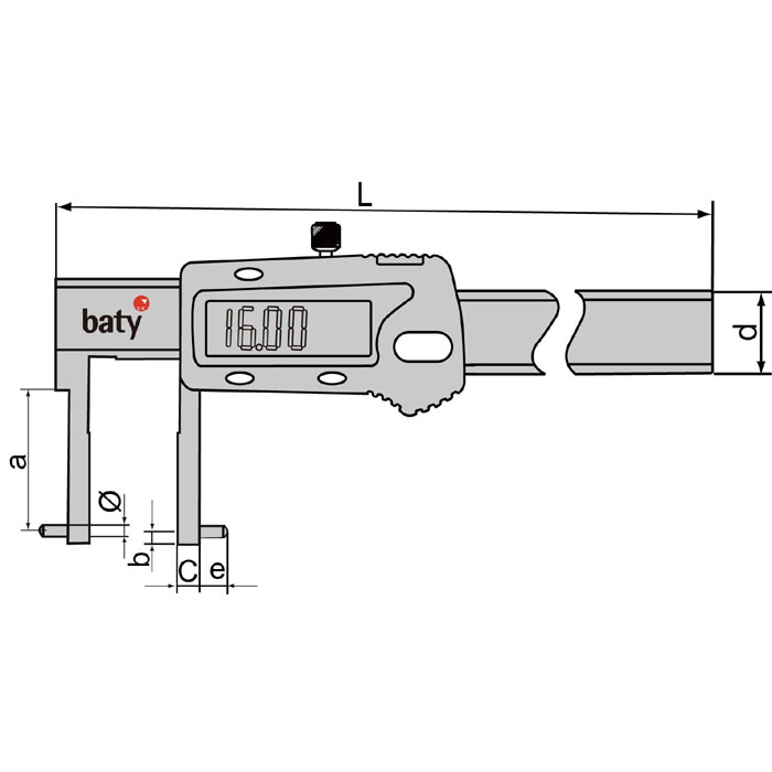圆柱头型内沟槽数显卡尺  baty/贝迪  BT6-100-31