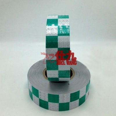 安赛瑞 SAFEWARE 14369 **晶格反光警示胶带（绿白方格）**晶格反光材料,绿白方格,50mm×50m