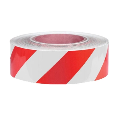 安赛瑞 SAFEWARE 14378 中载型划线胶带（红/白）高性能自粘性PVC材料,表面覆透明保护膜,红/白,50mm×22m