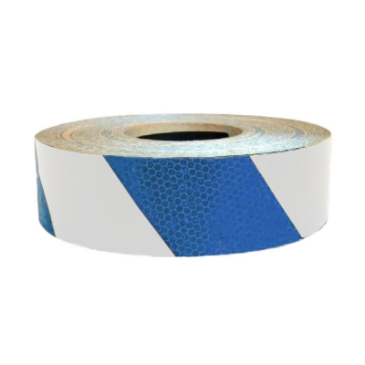 安赛瑞 SAFEWARE 14358 超级晶格反光警示胶带（蓝/白）超级晶格反光材料,蓝/白,50mm×50m
