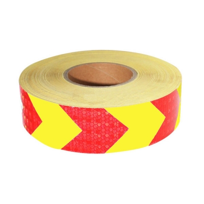 安赛瑞 SAFEWARE 14364 **晶格反光警示胶带（红黄箭头）**晶格反光材料,红黄箭头,50mm×50m