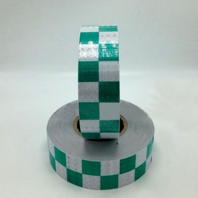 安赛瑞 SAFEWARE 14369 超级晶格反光警示胶带（绿白方格）超级晶格反光材料,绿白方格,50mm×50m