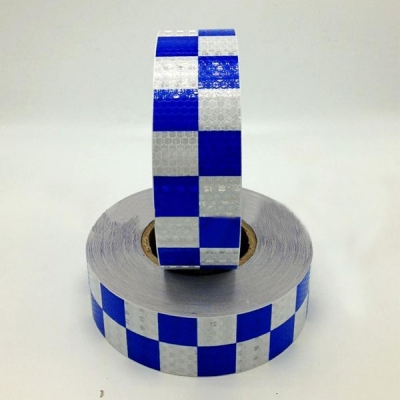 安赛瑞 SAFEWARE 14370 超级晶格反光警示胶带（蓝白方格）超级晶格反光材料,蓝白方格,50mm×50m