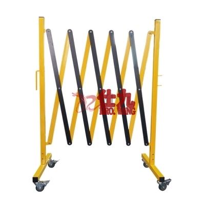 安赛瑞 SAFEWARE 14473 移动式伸缩围栏 铁材质,黄黑条纹,自带滚轮,高950mm,长范围220-2500mm