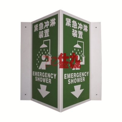 安赛瑞 SAFEWARE 20458 急救/洗眼标识（紧急冲淋洗装置）ABS板,单面150×300mm,中英文