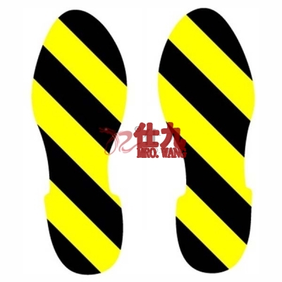 安赛瑞 SAFEWARE 14425 5S管理地贴（脚印）**强耐磨地贴材料,黄/黑,280×100mm,1对/包