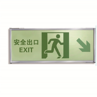 安赛瑞 SAFEWARE 20123 自发光单面疏散标识（紧急出口向右下角）铝合金边框+自发光板，330×120mm，中英文