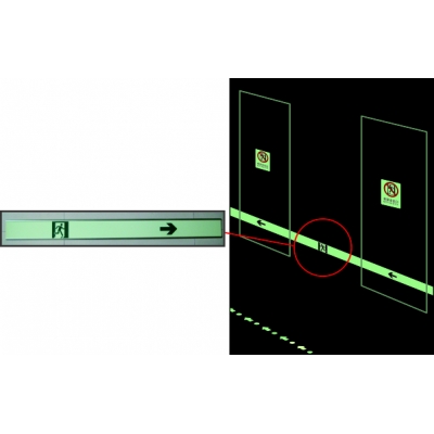 安赛瑞 SAFEWARE 20163 自发光疏散指示条 高性能自发光材料+铝合金边框，95×1m