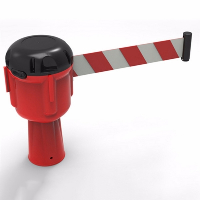 安赛瑞 SAFEWARE 11718 路锥伸缩隔离带(红白9m) 底部喇叭口形状,红白相间尼龙布伸缩带,可自由伸缩，带自锁功能，长可拓展至9m