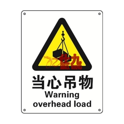 安赛瑞 SAFEWARE 30820 警告类安全标识（当心吊物）1.5mm厚ABS工程塑料板，250mm（W)×315mm(H)，中英文