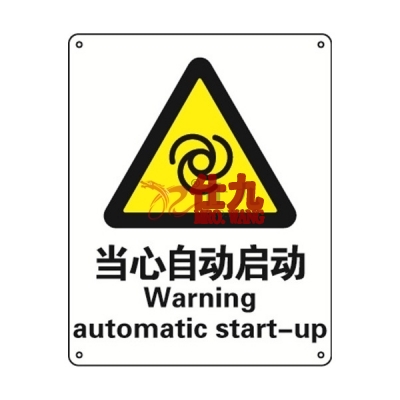 安赛瑞 SAFEWARE 30829 警告类安全标识（当心自动启动）1.5mm厚ABS工程塑料板，250mm（W)×315mm(H)，中英文
