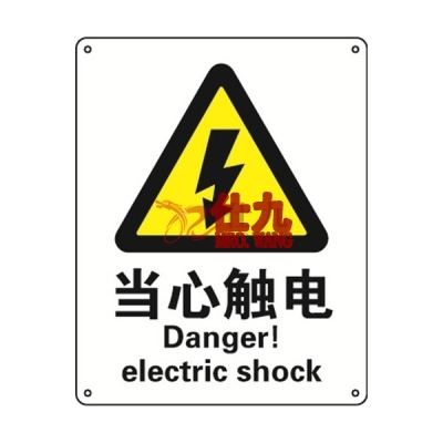 安赛瑞 SAFEWARE 35101 警告类安全标识(当心触电)1mm厚铝板,250mm(W)×315mm(H),中英文