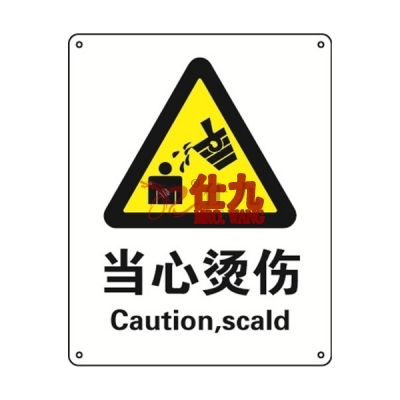 安赛瑞 SAFEWARE 35108 警告类安全标识(当心烫伤)1mm厚铝板,250mm(W)×315mm(H),中英文