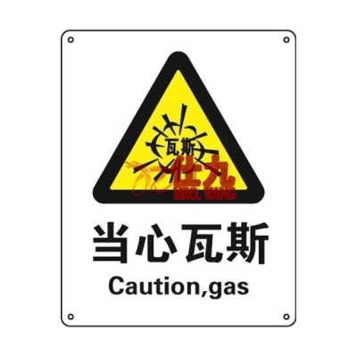 安赛瑞 SAFEWARE 35146 警告类安全标识（当心瓦斯）1mm厚铝板，250mm（W)×315mm(H)，中英文