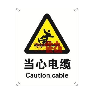安赛瑞 SAFEWARE 35147 警告类安全标识（当心电缆）1mm厚铝板，250mm（W)×315mm(H)，中英文