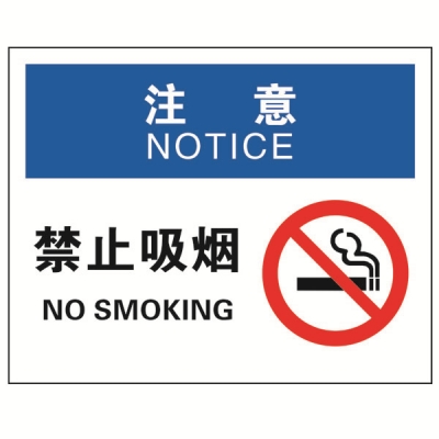安赛瑞 SAFEWARE 20207 禁烟/吸烟标识（注意禁止吸烟）ABS板,250×315mm,中英文
