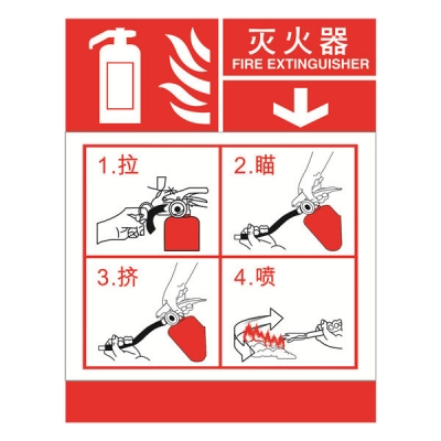 安赛瑞 SAFEWARE 20415 灭火设备使用标识（灭火器）不干胶,200×260mm