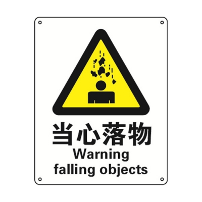 安赛瑞 SAFEWARE 30819 警告类安全标识（当心落物）1.5mm厚ABS工程塑料板，250mm（W)×315mm(H)，中英文