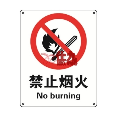安赛瑞 SAFEWARE 35000 禁止类安全标识（禁止烟火）1mm厚铝板，250mm（W)×315mm(H)，中英文