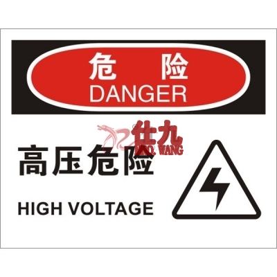 安赛瑞 SAFEWARE 31651 电气伤害标识（危险高压危险）1.5mm厚ABS工程塑料板，250mm（W)×315mm(H)，中英文