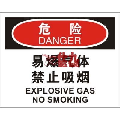 安赛瑞 SAFEWARE 31726 火灾消防标识（危险易爆气体禁止吸烟）1.5mm厚ABS工程塑料板，250mm（W)×315mm(H)，中英文