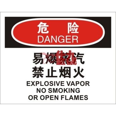 安赛瑞 SAFEWARE 31729 火灾消防标识（危险易爆蒸汽禁止烟火）1.5mm厚ABS工程塑料板，250mm（W)×315mm(H)，中英文