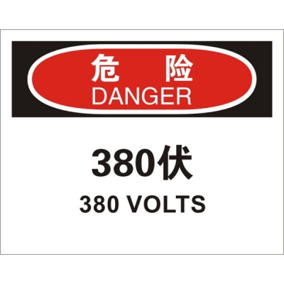 安赛瑞 SAFEWARE 31655 电气伤害标识（危险380伏）1.5mm厚ABS工程塑料板，250mm（W)×315mm(H)，中英文