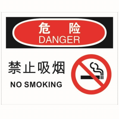 安赛瑞 SAFEWARE 31214 火灾消防标识（危险禁止吸烟）高性能不干胶，250mm（W)×315mm(H)，中英文