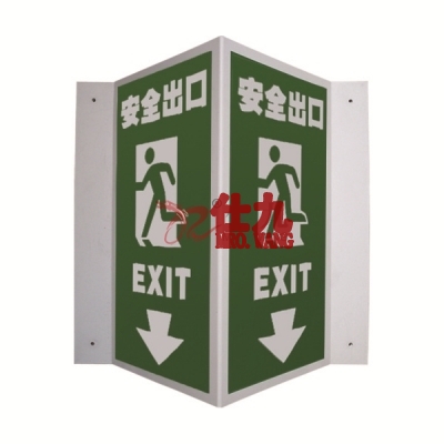 安赛瑞 SAFEWARE 39028 V型标识(安全出口)优质ABS工程塑料材质,150×300mm,中英文