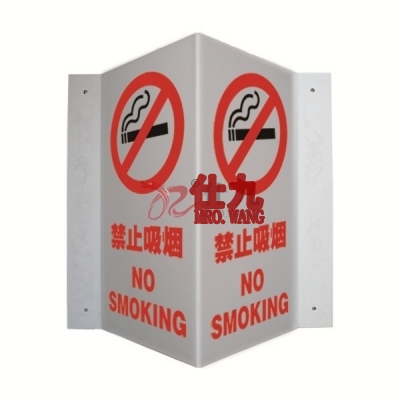 安赛瑞 SAFEWARE 39052 V型标识（禁止吸烟）优质自发光板，200×400mm，中英文