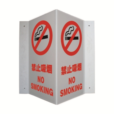 安赛瑞 SAFEWARE 39050 V型标识（禁止吸烟）优质自发光板，150×300mm，中英文