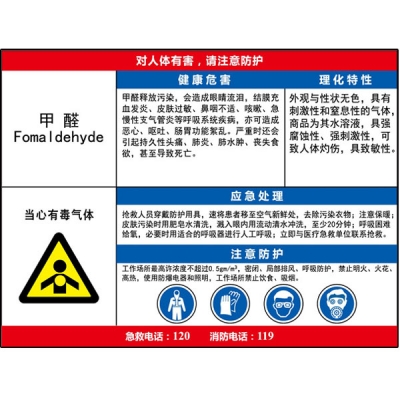 安赛瑞 SAFEWARE 14592 职业病危害告知卡（甲醛）ABS板,600×450mm