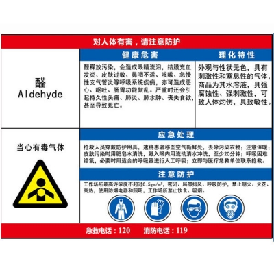 安赛瑞 SAFEWARE 14597 职业病危害告知卡（醛）ABS板,600×450mm