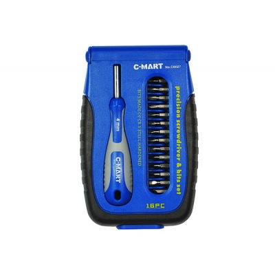 西玛C-MART C0027十六件套电子批 加长杆110mm 高碳钢制造 塑盒包装