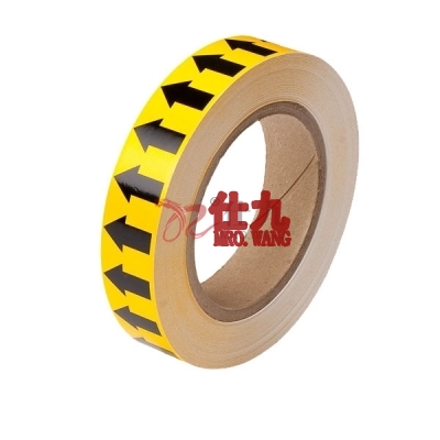 安赛瑞 SAFEWARE 33500 管道流向箭头带（普通型）自粘性乙烯材料，黄底黑箭头，25mm×27m