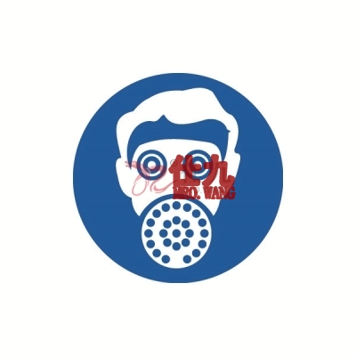 安赛瑞 SAFEWARE 32639 安全警示标签（必须戴防毒面具)高性能自粘性乙烯，直径50mm，10片/包