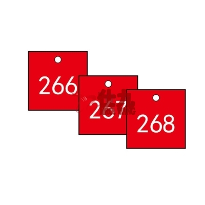 安赛瑞 SAFEWARE 14855 塑料号码吊牌 正方形,31.8×31.8mm,红底白字,号码从201到300,100个/包