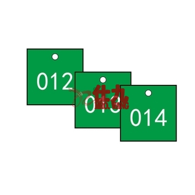 安赛瑞 SAFEWARE 14856 塑料号码吊牌 正方形,31.8×31.8mm,绿底白字,号码从001到100,100个/包
