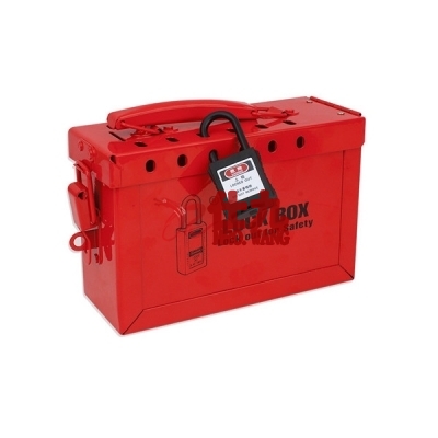安赛瑞SAFEWARE 37027 便携式共锁箱 高温喷塑处理钢板和可折叠手柄，宽×高×厚：250×95×55（mm）,可放12把锁