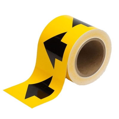 安赛瑞 SAFEWARE 33502 管道流向箭头带（普通型）自粘性乙烯材料，黄底黑箭头，100mm×27m