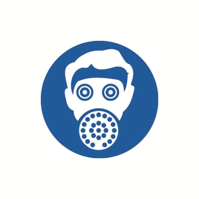 安赛瑞 SAFEWARE 32639 安全警示标签（必须戴防毒面具)高性能自粘性乙烯，直径50mm，10片/包