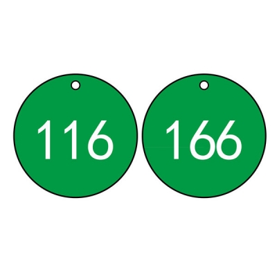 安赛瑞 SAFEWARE 14767 塑料号码吊牌 圆形,Φ29mm,绿底白字,号码从101到200,100个/包