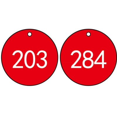 安赛瑞 SAFEWARE 14843 塑料号码吊牌 圆形,Φ31.8mm,红底白字,号码从201到300,100个/包