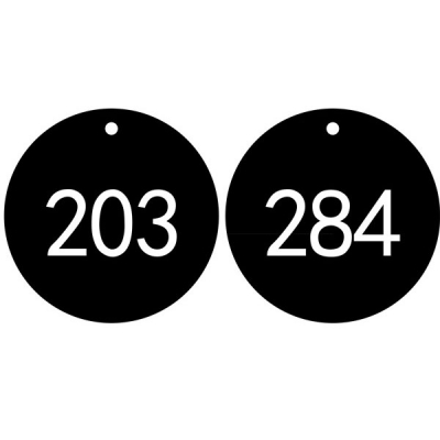 安赛瑞 SAFEWARE 14849 塑料号码吊牌 圆形,Φ31.8mm,黑底白字,号码从201到300,100个/包