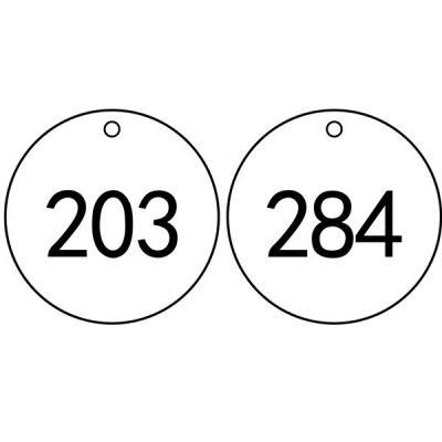 安赛瑞 SAFEWARE 14852 塑料号码吊牌 圆形,Φ31.8mm,白底黑字,号码从201到300,100个/包