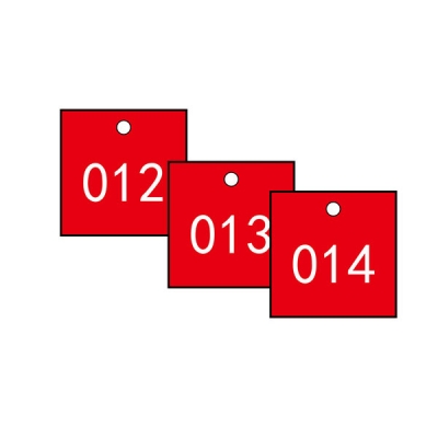 安赛瑞 SAFEWARE 14853 塑料号码吊牌 正方形,31.8×31.8mm,红底白字,号码从001到100,100个/包