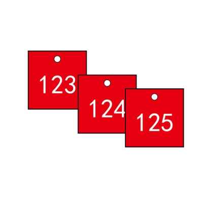 安赛瑞 SAFEWARE 14854 塑料号码吊牌 正方形,31.8×31.8mm,红底白字,号码从101到200,100个/包