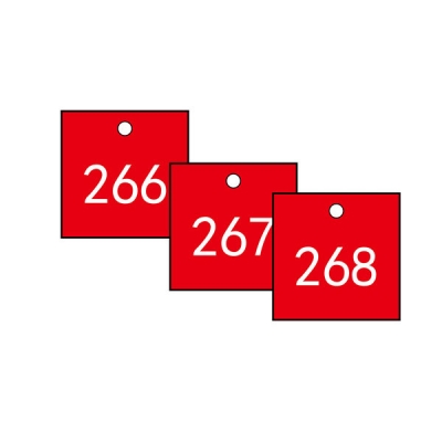 安赛瑞 SAFEWARE 14855 塑料号码吊牌 正方形,31.8×31.8mm,红底白字,号码从201到300,100个/包