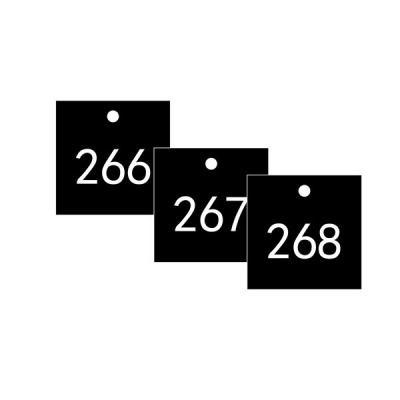 安赛瑞 SAFEWARE 14861 塑料号码吊牌 正方形,31.8×31.8mm,黑底白字,号码从201到300,100个/包